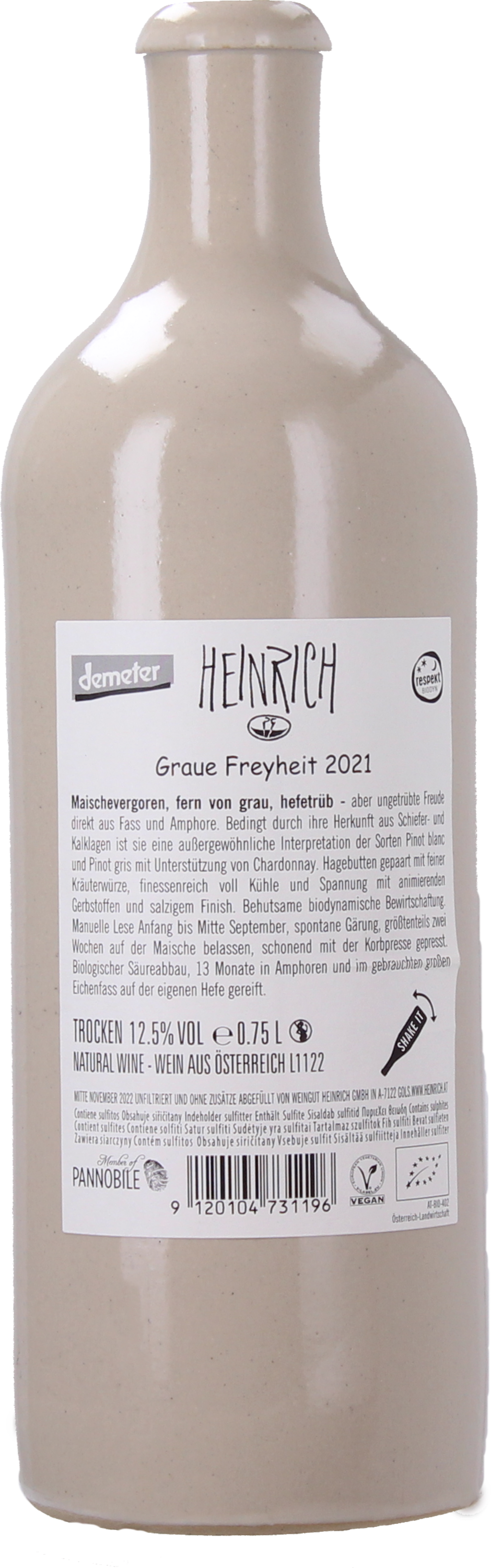 Weingut Gernot Heinrich Organic Graue Freyheit 2022 - 0,75 L