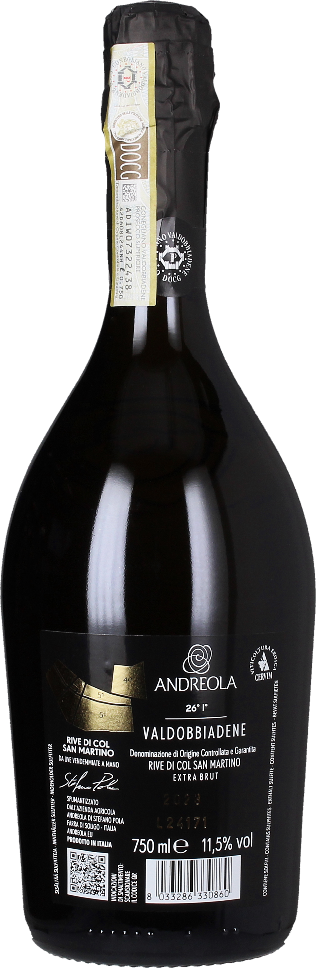 26° I° Rive di Col San Martino Valdobbiadene Prosecco Superiore DOCG Extra Brut 2023 - 0,75 l