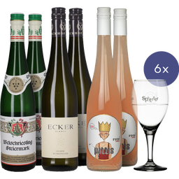 Neun Weine Set 6er Spritzer Wein Set + 6 Spritzer Gläser