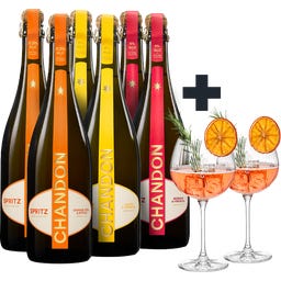 Set Degustazione Chandon Spritz – 6 Bottiglie + 2 Bicchieri