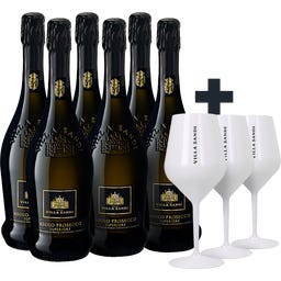 Villa Sandi 6x Asolo Prosecco Superiore DOCG Brut + 3 Prosecco Becher GRATIS