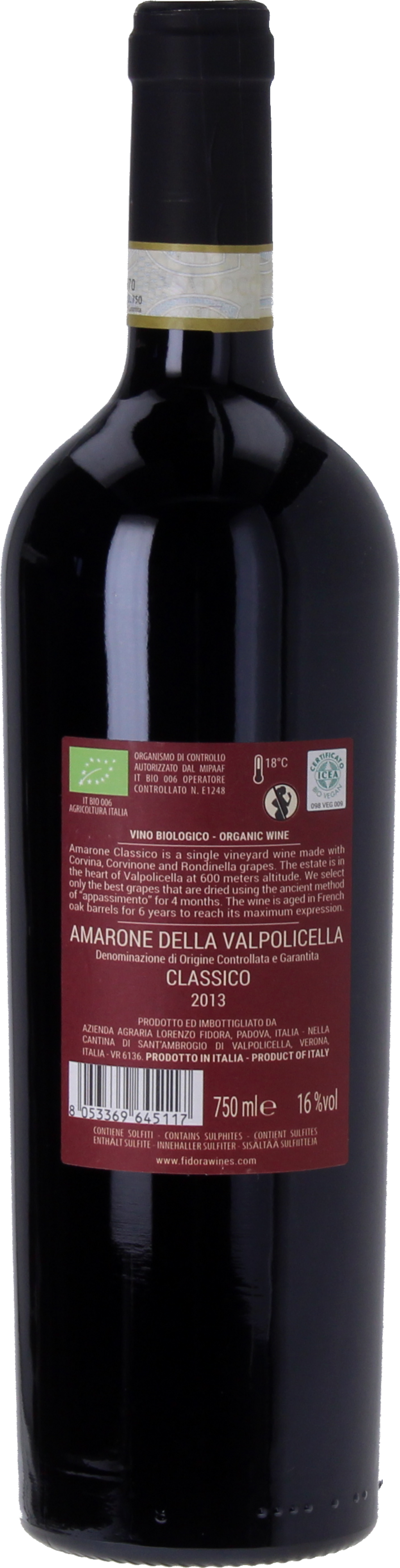 Amarone della Valpolicella DOCG Classico 2013 Organic - 0,75 L