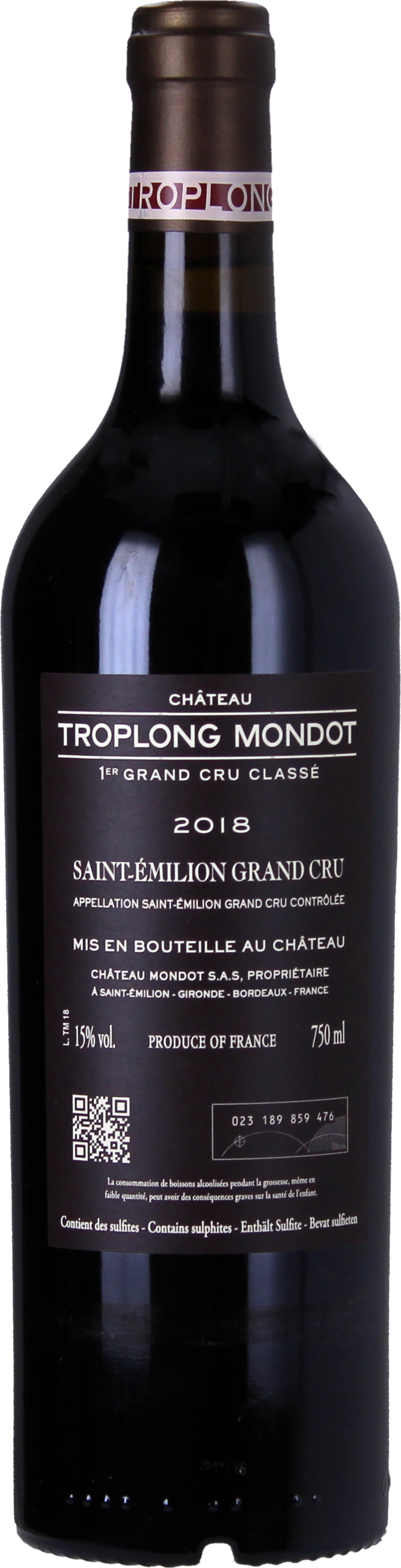Troplong Mondot - Saint Emilion 2018 - 0,75 L