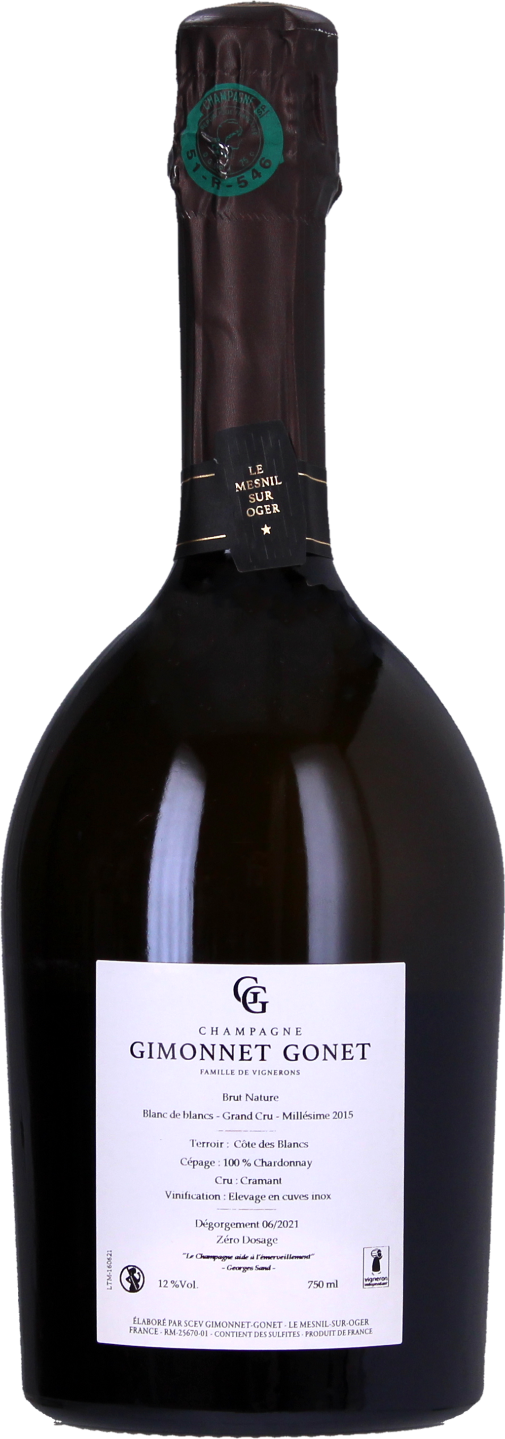 Terre de Cramant Blanc de Blancs Grand Cru 2015 Brut Nature - 0,75 l